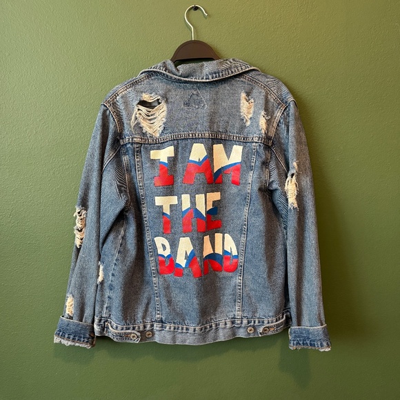 Signature8 Distressed Denim "I Am The Band" Boyfriend Jacket Size Small - Picture 3 of 4
